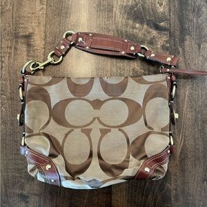 Coach signature tan and brown shoulder bag